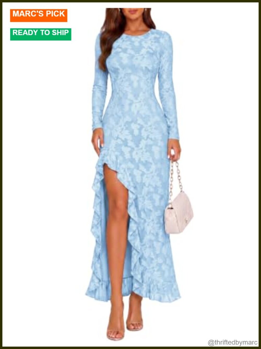 Women's Maxi Dress Long Sleeve Bodycon High Slit Mesh Formal Wedding Guest